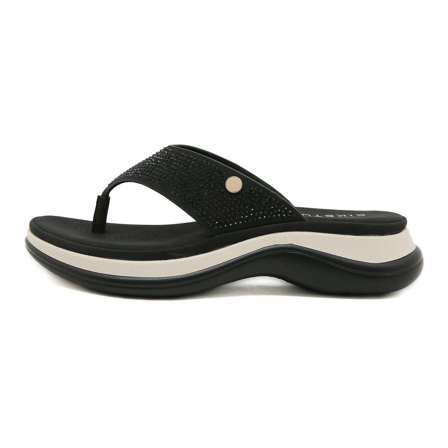 Leisure Platform Wedge Flip Flops With Beads