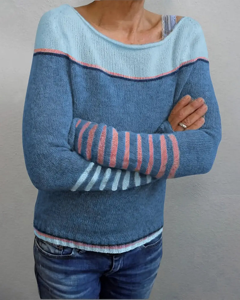 Casual Color Block Striped Sweater