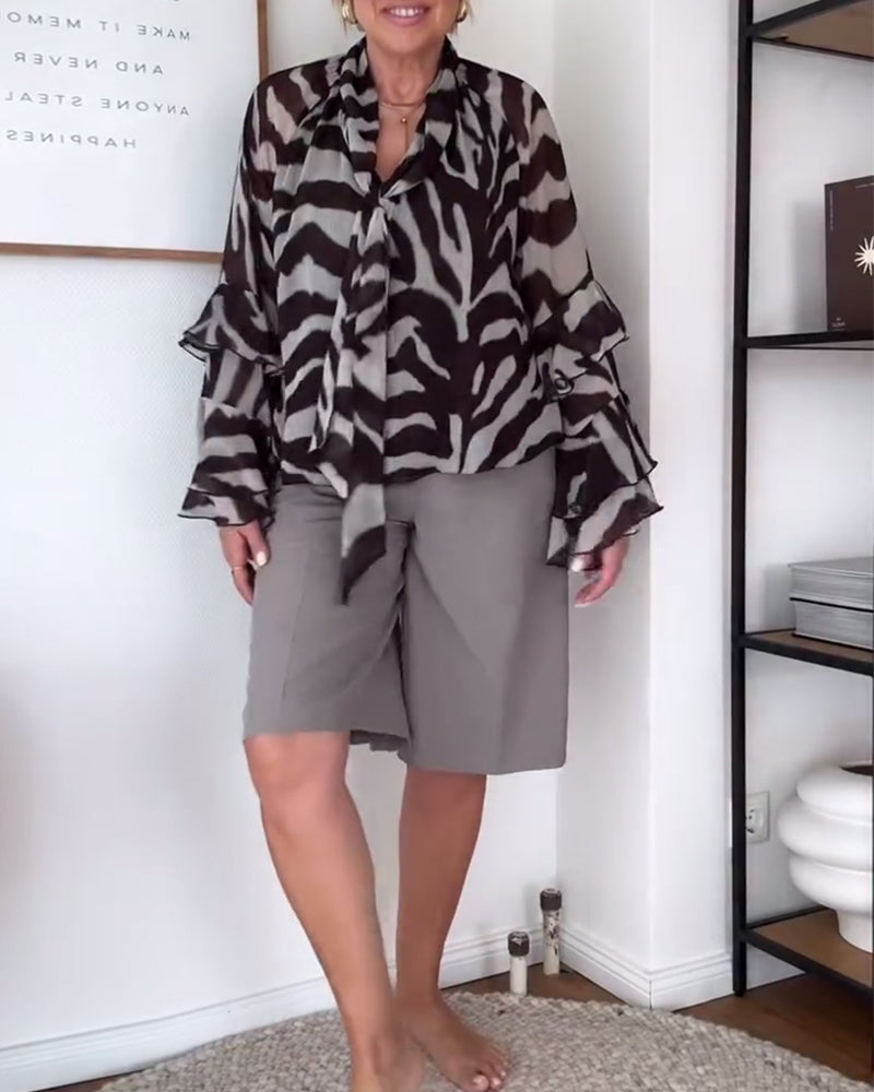 Casual Everyday Ruffle Long Sleeve Blouse