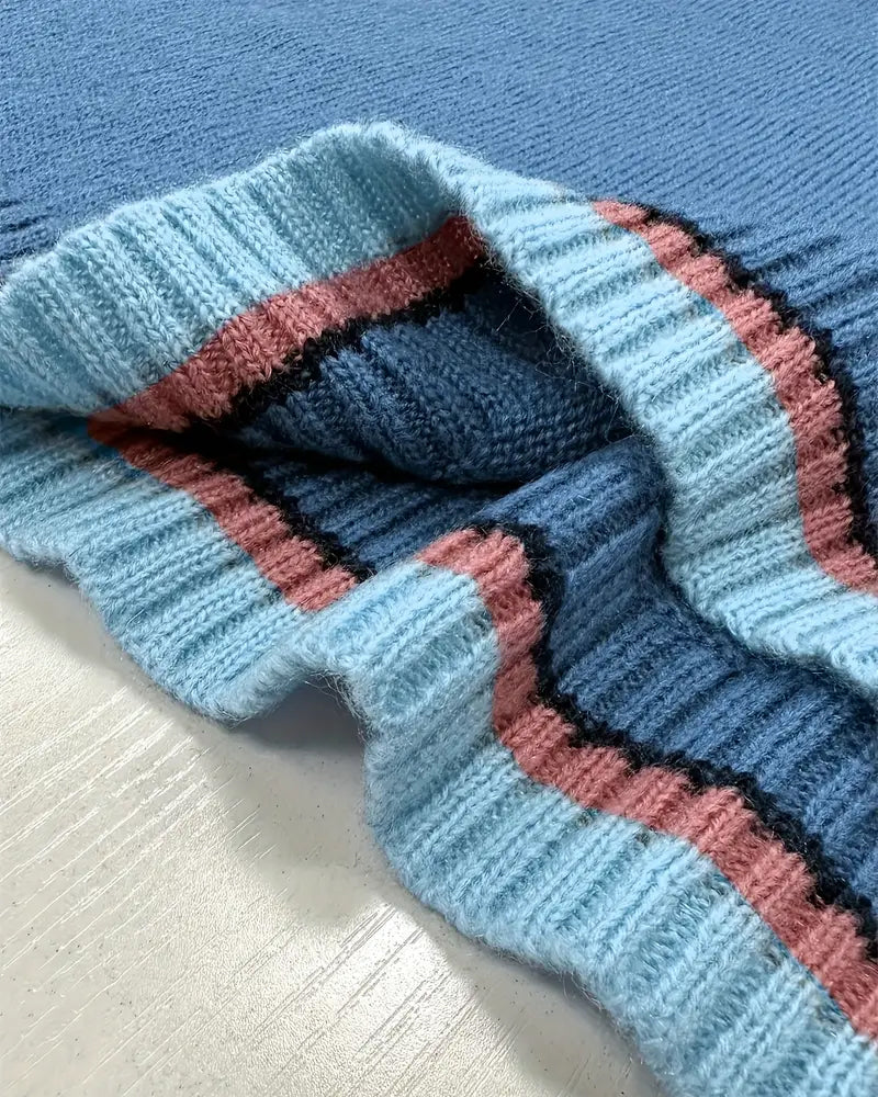 Casual Color Block Striped Sweater