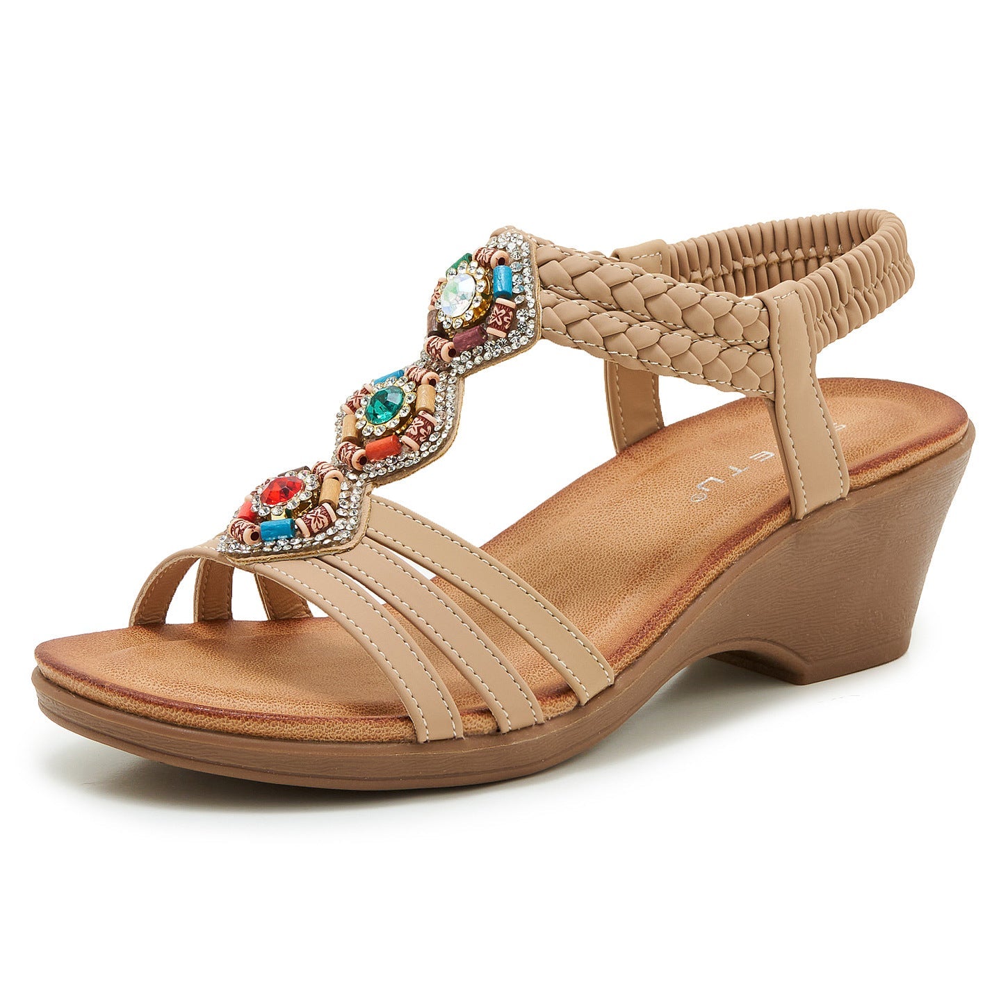Bohemian Rhinestones Wedge Heel Sandals