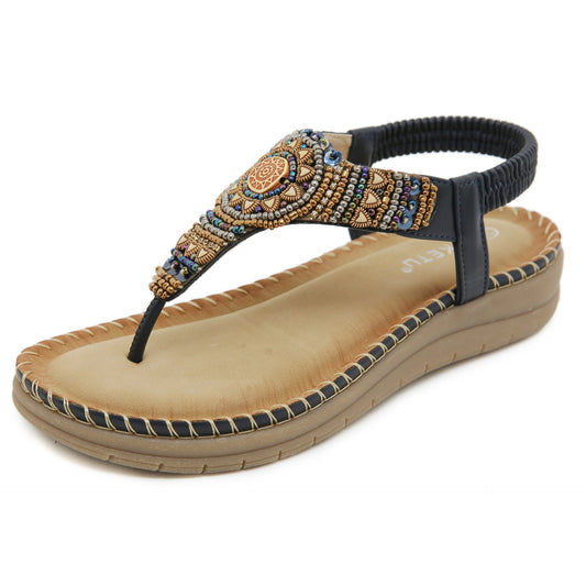 Bohemian-style Comfort Beaded Beach Sandals