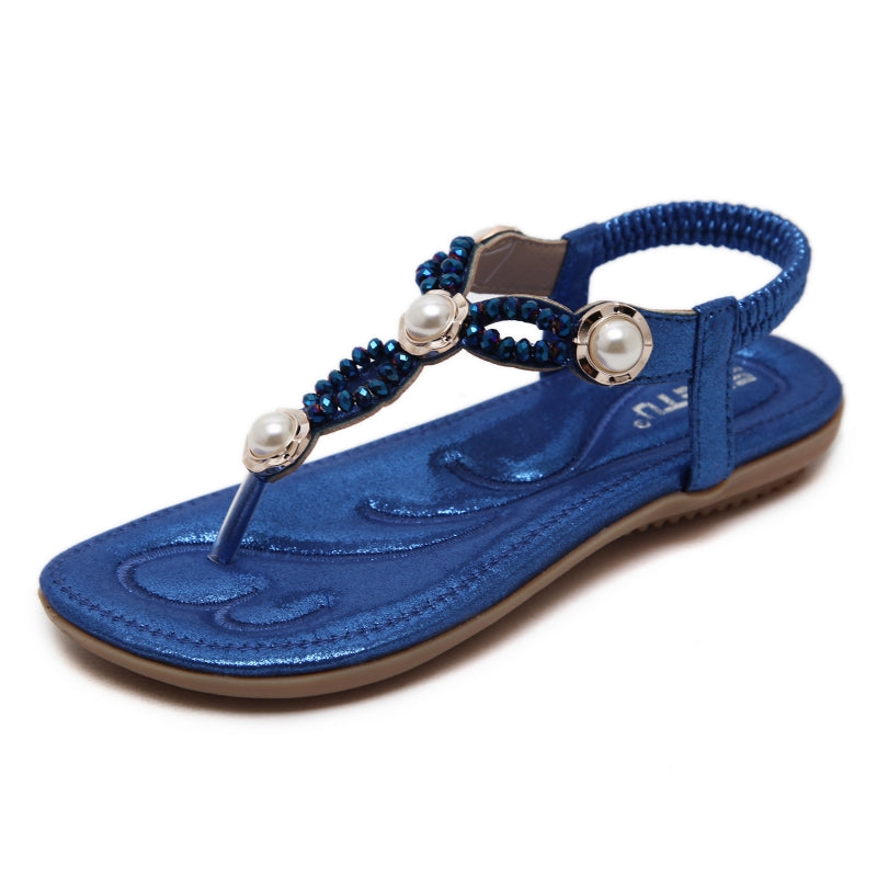 Flat Rhinestone Beach Flip Flops for Ladies