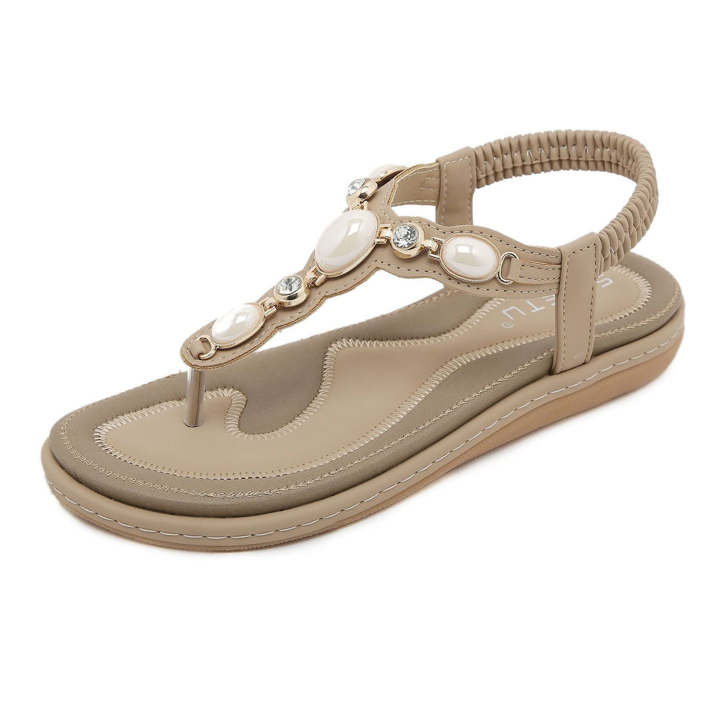 Flat Rhinestone Beach Sandals for Ladies