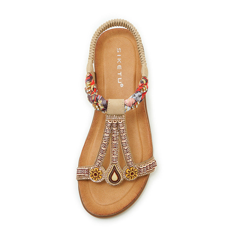 Women's Wedge Boho Sandals With Beads