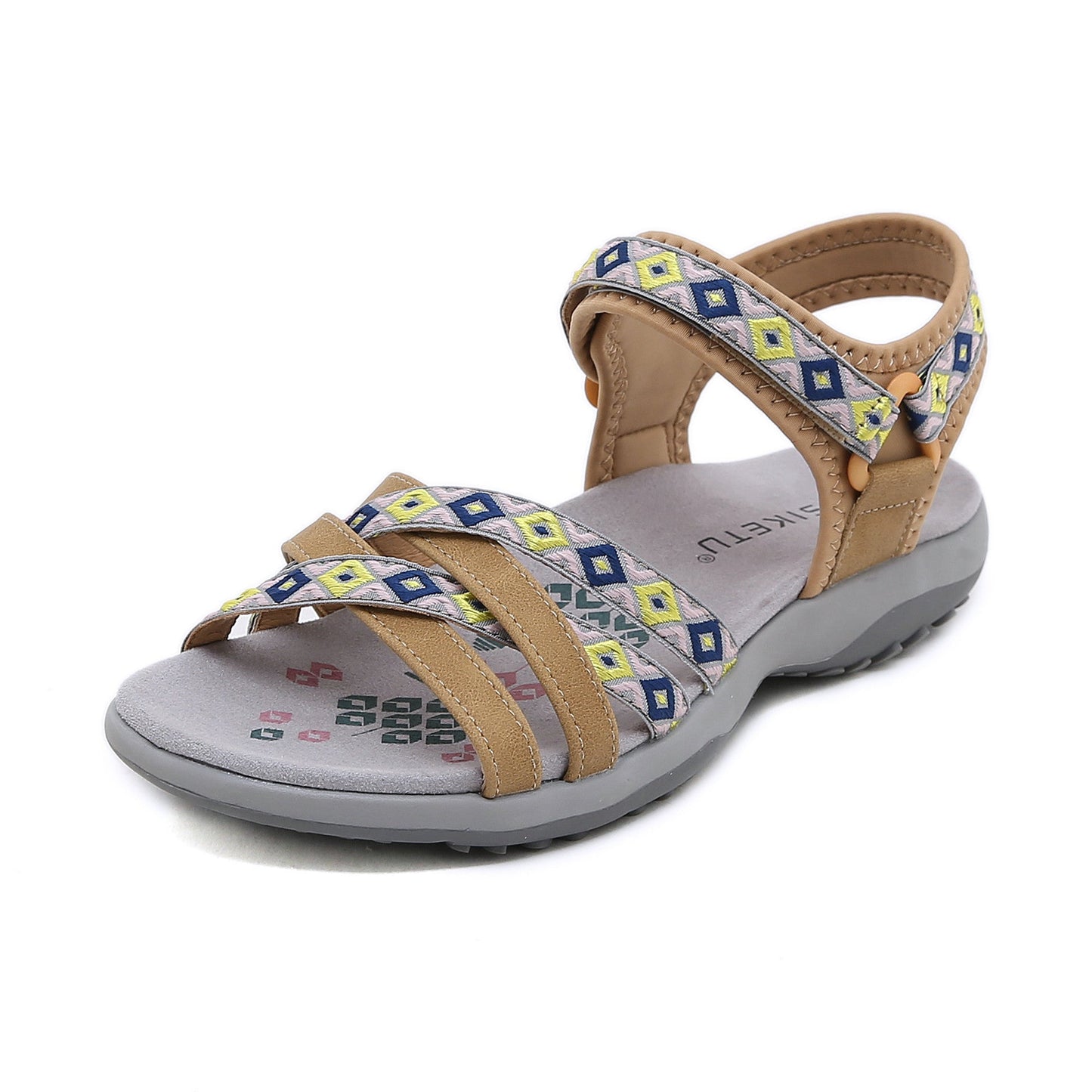 Cross Straps Print Summer Walking Sandals