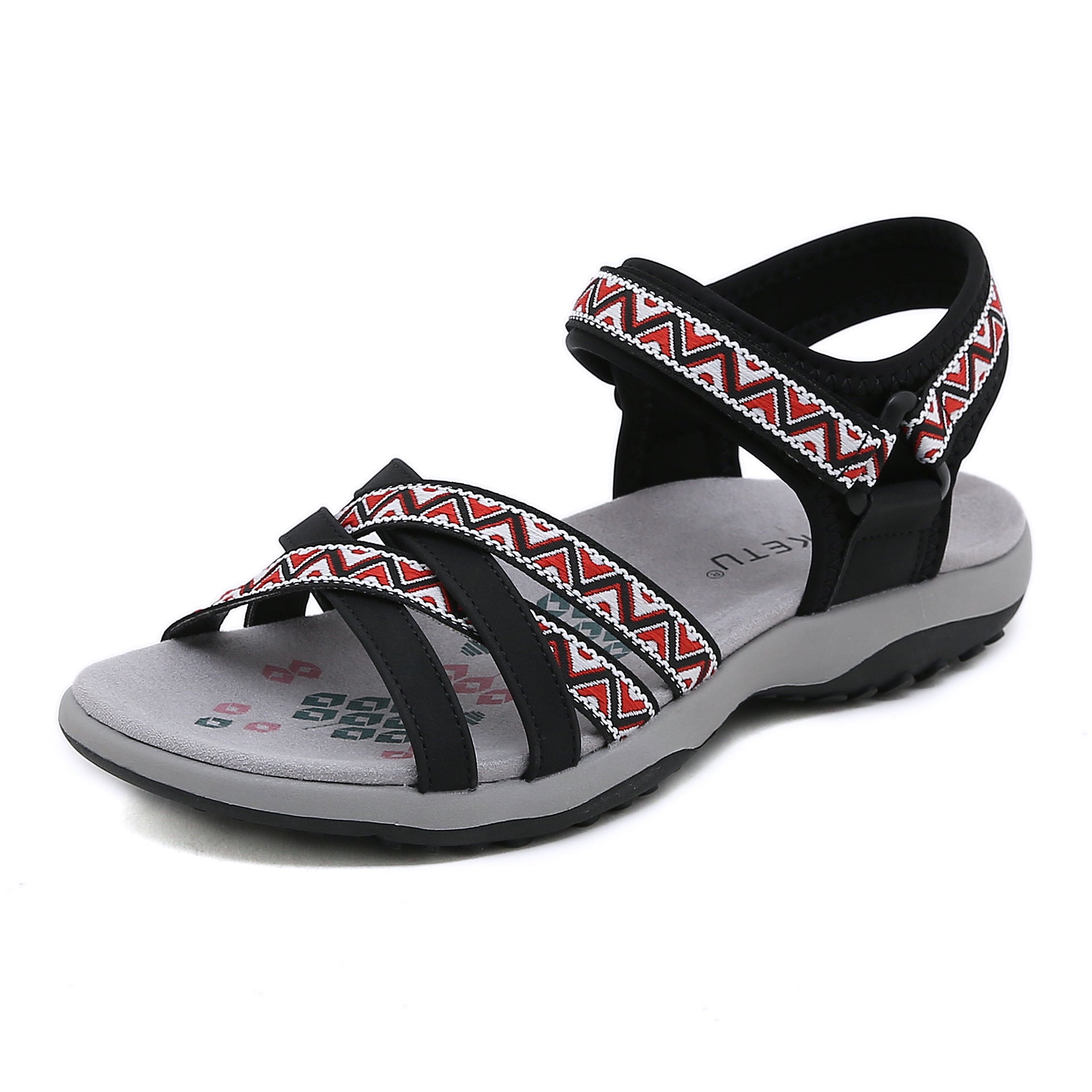 Cross Straps Print Summer Walking Sandals