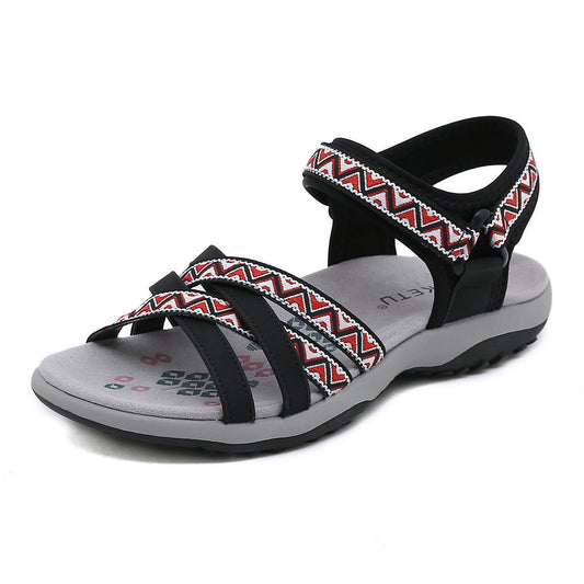 Cross Straps Print Summer Walking Sandals