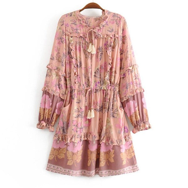 Boho Summer Long Sleeve Print Dress