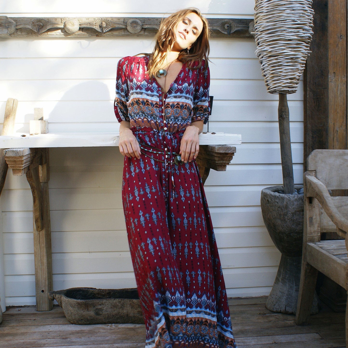 Boho Chic Floral Print Dress