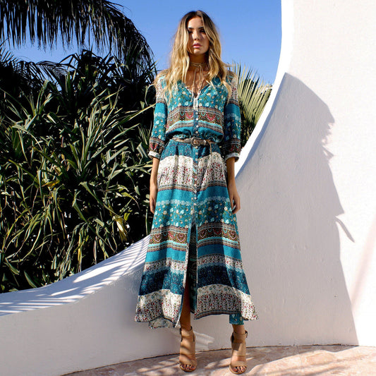 Boho Chic Floral Print Dress