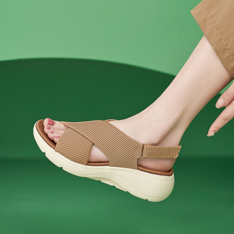 Cross-Band Wedge Ladies Walking Sandals