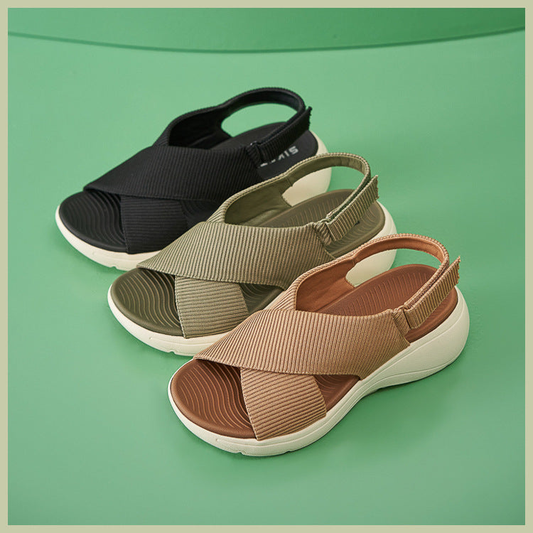 Cross-Band Wedge Ladies Walking Sandals