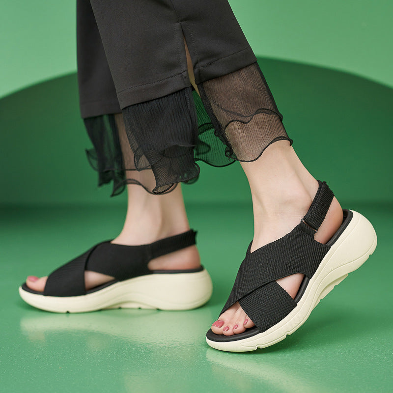 Cross-Band Wedge Ladies Walking Sandals