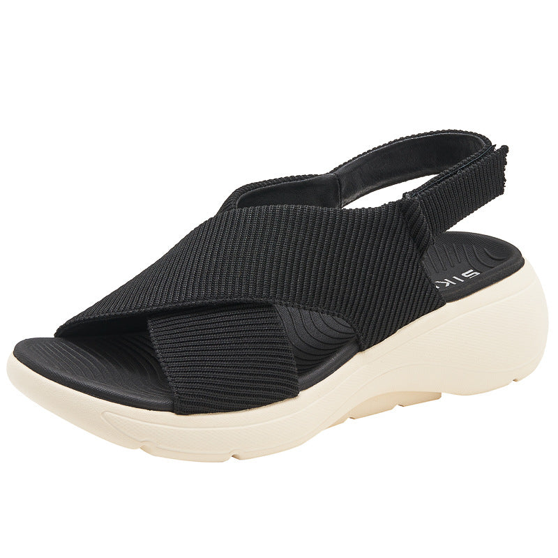 Cross-Band Wedge Ladies Walking Sandals