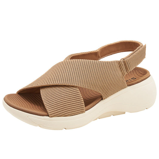 Cross-Band Wedge Ladies Walking Sandals