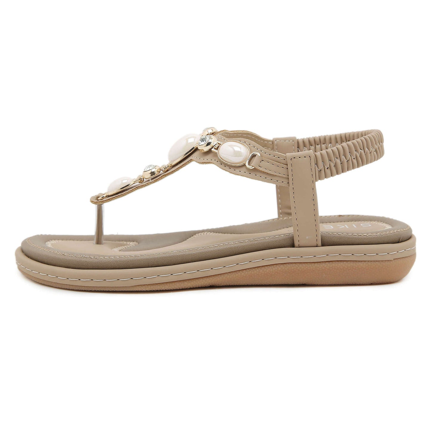 Flat Rhinestone Beach Sandals for Ladies