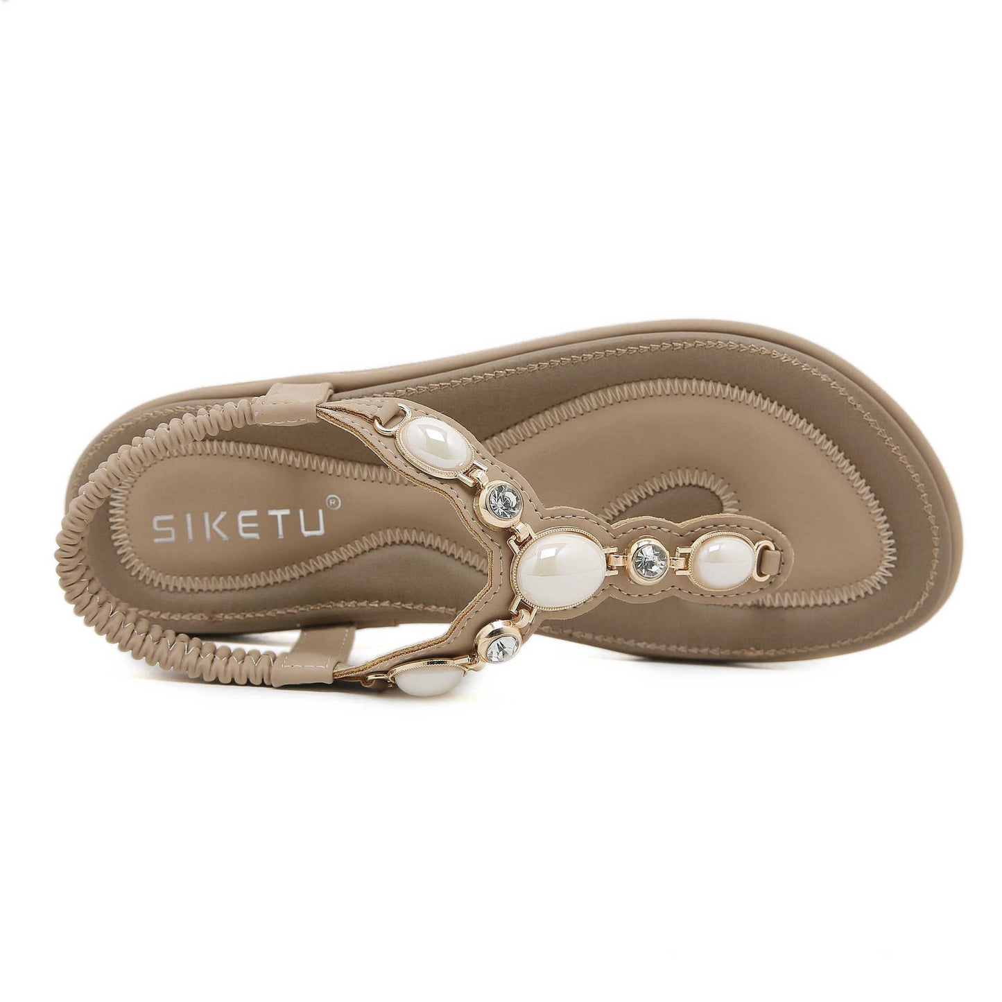 Flat Rhinestone Beach Sandals for Ladies