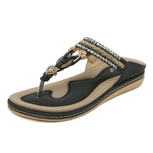 Bohemian Flip Flops With Beads and Rhinestones