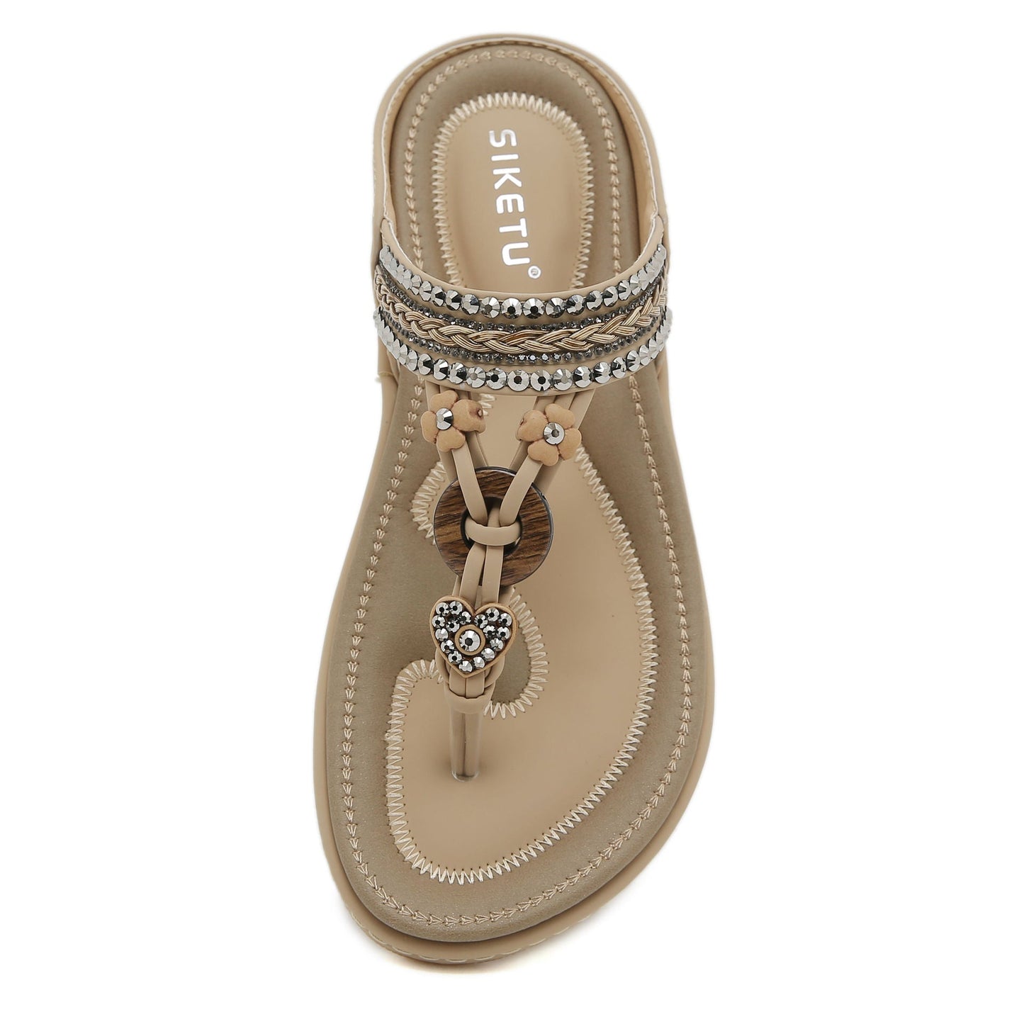 Bohemian Flip Flops With Beads and Rhinestones