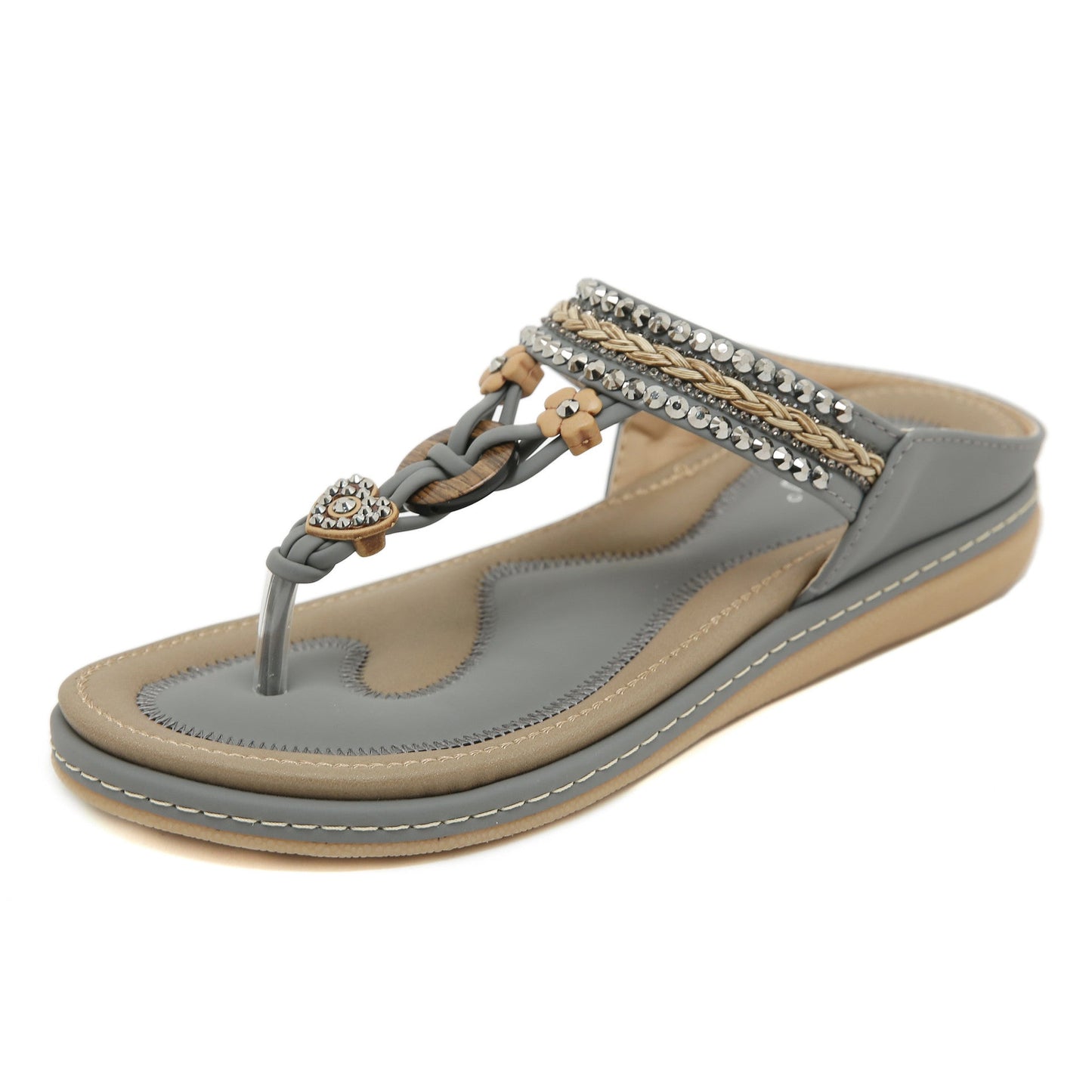 Bohemian Flip Flops With Beads and Rhinestones