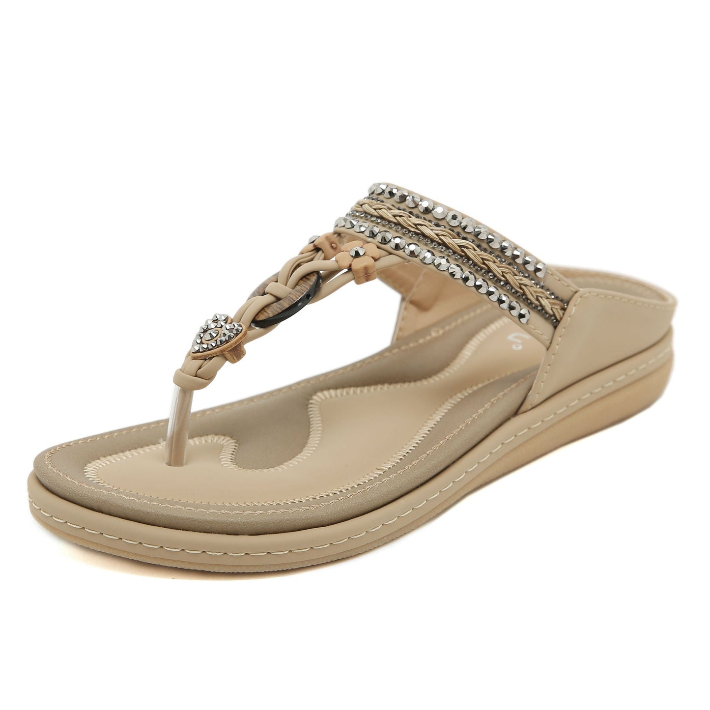 Bohemian Flip Flops With Beads and Rhinestones